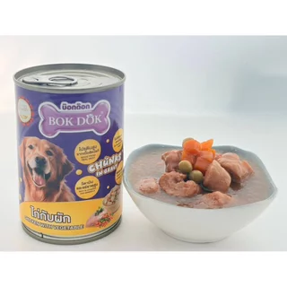 [1 กระป๋อง ]อาหารสุนัขเปียก bok dok แบบเกรวี่ แบบกระป๋อง 400g สำหรับสุนัข 3 เดือนขึ้นไป