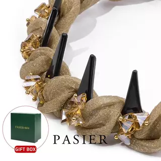 PASIER Paris Princess Hair Crown ผู้หญิง Handmade เครื่องประดับผมทุกวันชุด Party ของขวัญกล่อง FB2304-N