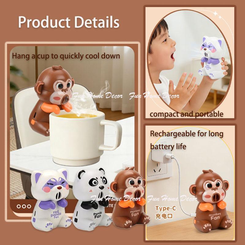 มินิอาหารพัดลมระบายความร้อนปรับน่ารัก Fast Cooling Monkey Coffee Chiller สําหรับถ้วยเครื่องดื่มร้อนเ