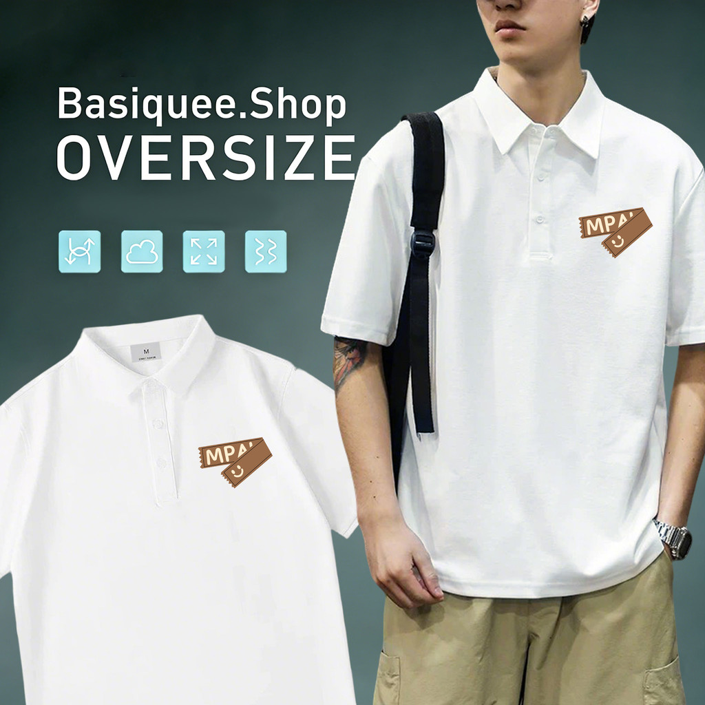 Basi💥POLO คอปก เสื้อโปโลผู้ชาย ลาย Smile MPA นุ่ม และระบายอากาศ ไม่หดตัวลาย เกรดพรีเมียม ผ้า 📦พร้อมส