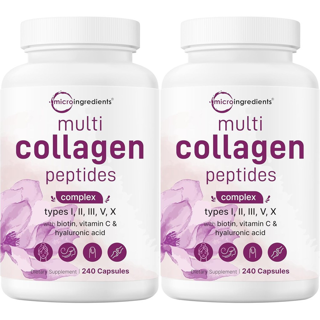ไมโครส่วนผสม2แพ็คหลายคอลลาเจนเม็ดสําหรับผู้หญิงและผู้ชาย480แคปซูล | Type I, II, III, V, X - Hydrolyz