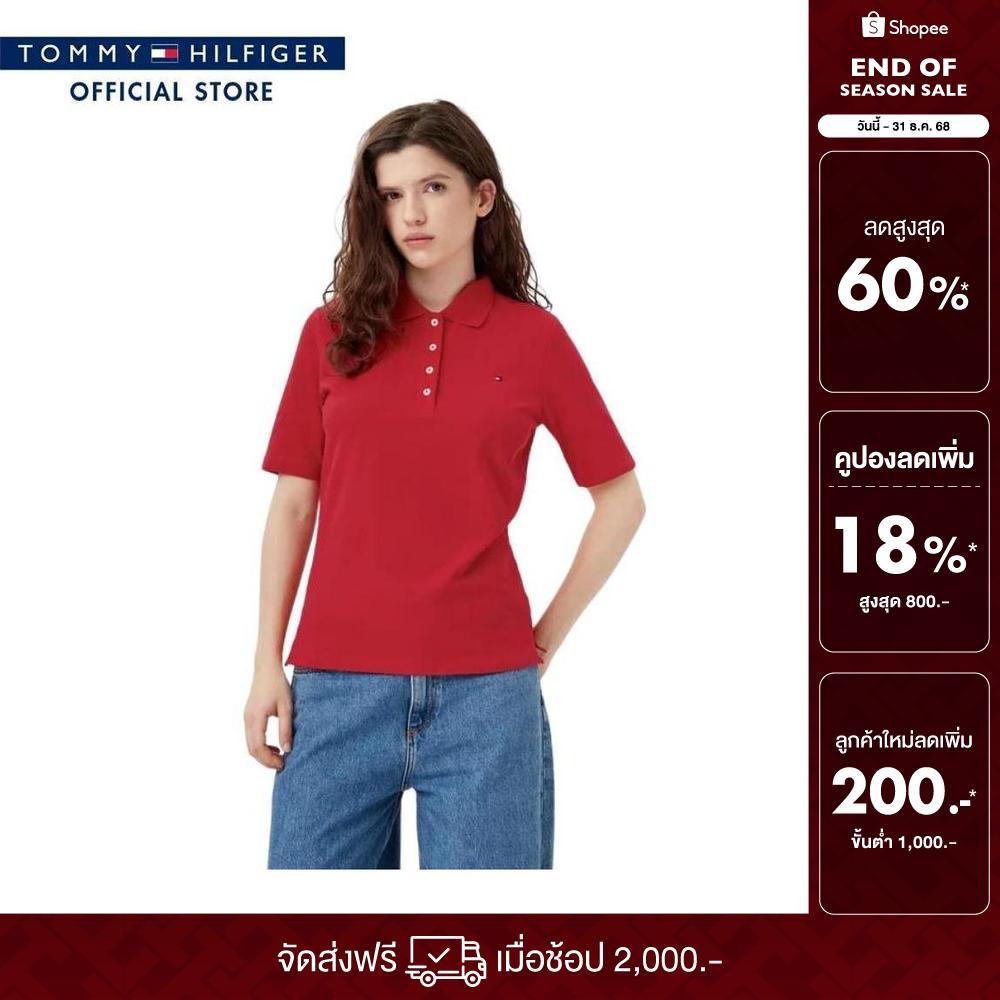 Tommy Hilfiger เสื้อโปโล ผู้หญิง รุ่น WW0WW43224 XLG - สีแดง ทรง Regular Fit