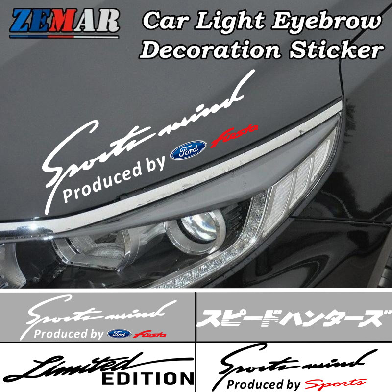 Ford Fiesta รถคิ้วสติกเกอร์ตกแต่งไฟหน้ารถคิ้วสติกเกอร์ตกแต่งสําหรับ สติกเกอร์ตกแต่งโลโก้กีฬา