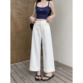 Laterme S-7XL 3 สี ผู้หญิงกางเกงยีนส์ ขายาว เอวสูงทรงกระบอกใหญ่