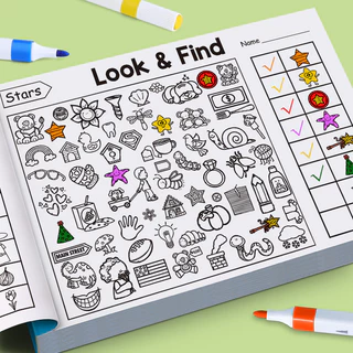 GeeToy หนังสือฝึกโฟกัสสําหรับเด็ก 32 หน้าของเล่นการเรียนรู้ความรู้ความเข้าใจเบื้องต้นที่สนุกสนาน