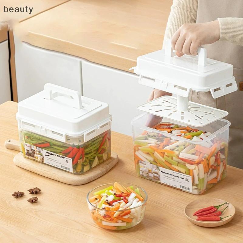 [ความงาม] 5L กิมจิกดภาชนะเก็บผักดองสําหรับ Gherkin Sauerkraut กิมจิภาชนะเก็บและองค์กรหมัก TH