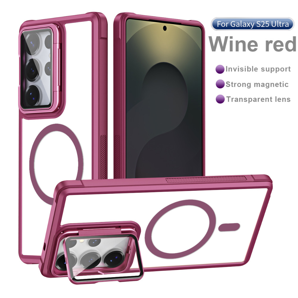 ความโปร่งใสสูงอะคริลิคเลนส์แม่เหล็กเคสโทรศัพท์สําหรับ Samsung Galaxy S25 S24 S23 S21 S20 FE Ultra Plus ที่มองไม่เห็นสนับสนุน Anti Drop แฟชั่นปลอก
