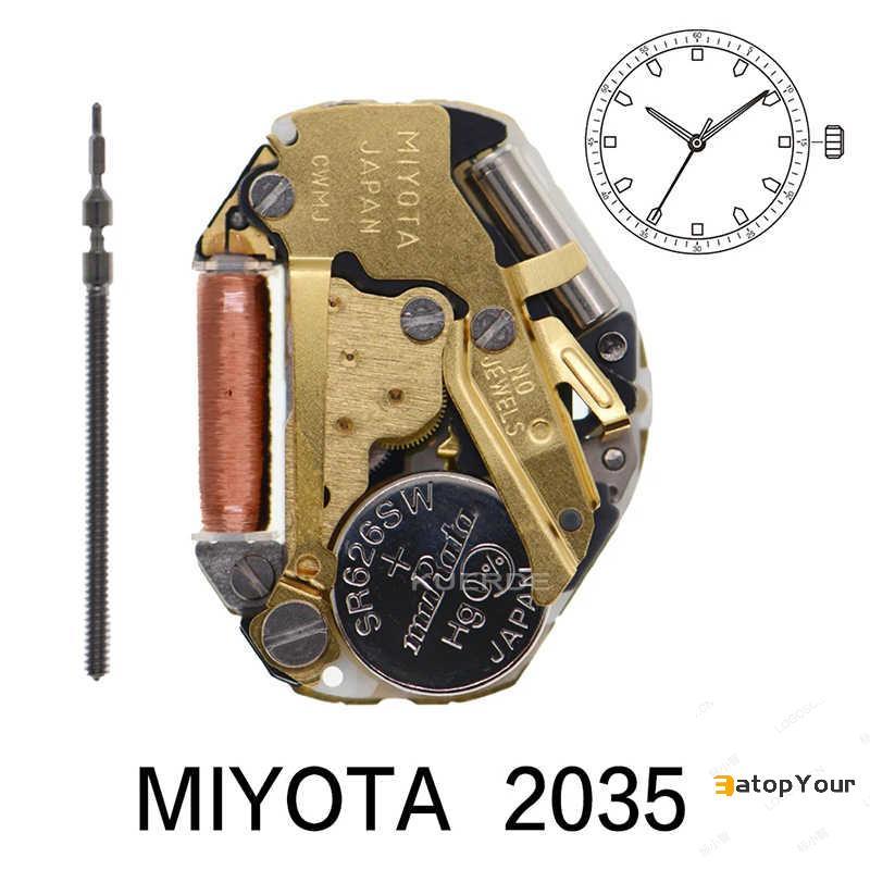EatopYour Miyota Super 2035 Japan Quartz Movement GOLDEN 2035 นาฬิกาสามมือ - เกียร์โลหะทนทาน Best Co