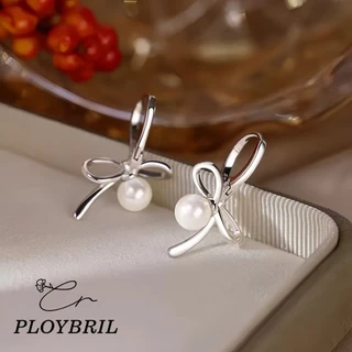 PLOYBRIL ต่างหู ประดับโบว์ มุก หรูหรา ไฮเอนด์ แฟชั่น สําหรับผู้หญิง E034