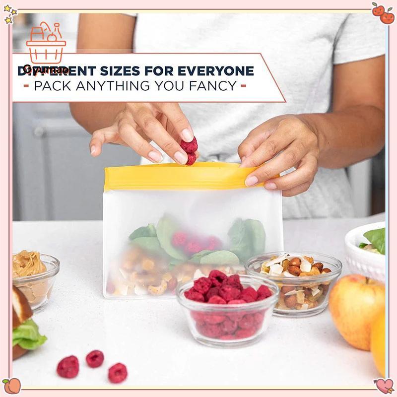 [Gyu] ถุงเก็บอาหารแบบใช้ซ้ําได้อัพเกรด Leakproof Top Stand Up Freezer Sandwich Ziplock Bag ซิลิโคน P