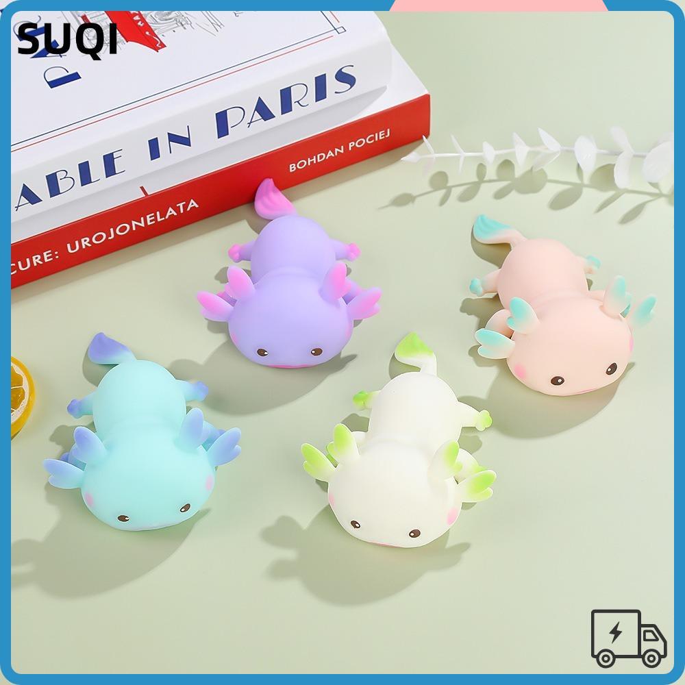 SUQI ของเล่นบีบ, น่ารัก Axolotl ยืดออกแบบการ์ตูนปลา Squishy ของเล่น, ผ่อนคลายความเครียดบรรเทาหลายสี 