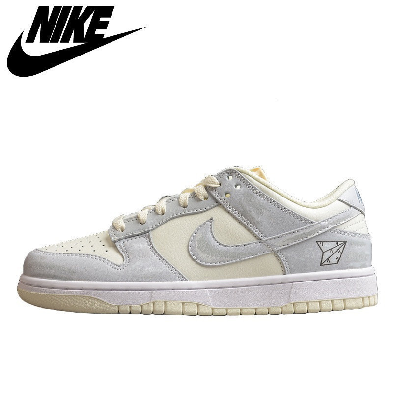 NIKE SB Dunk Grey Low Cut White Paper Leisure Paper Plane รองเท้าผ้าใบไม้