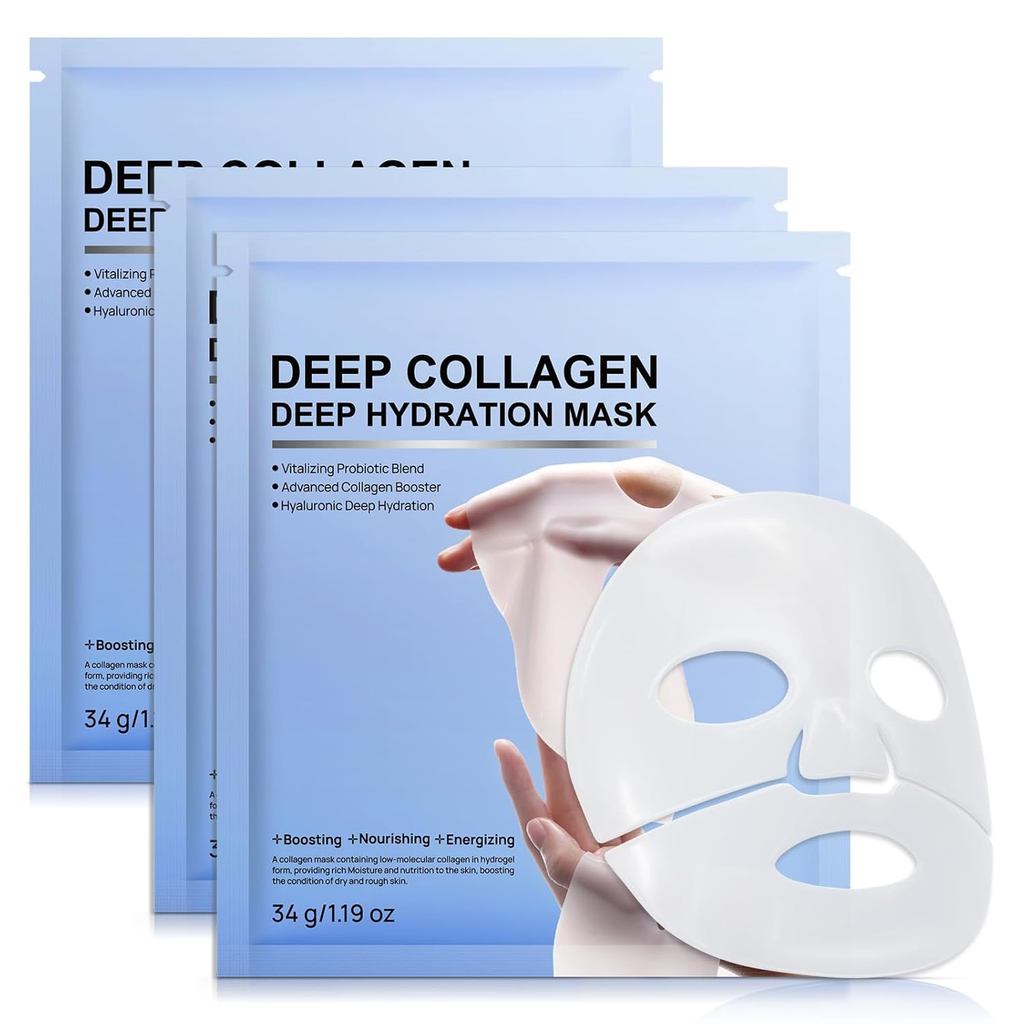 มาส์กหน้าคอลลาเจน,Collagen Real Deep Mask,Collagen Mask,Deep Hydrating Anti Wrinkle Lifting Msk,Hydr