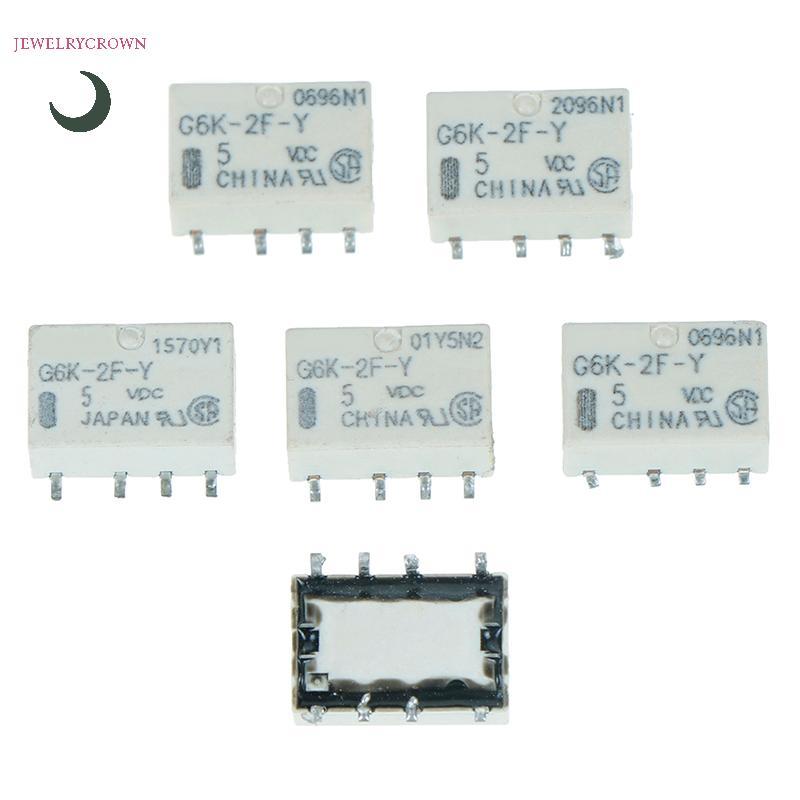 [jewelrycrown] 5 ชิ้น dc 5v smd g6k-2f-y รีเลย์สัญญาณ 8pin สําหรับรีเลย์ omron [VN]