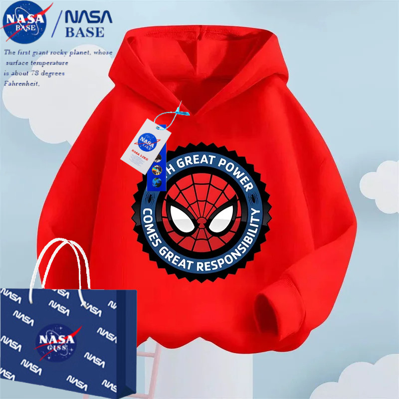 NASA Avengers Spider-Man Kids Hoodie เสื้อกันหนาวแบบฮูดี้แขนยาวสำหรับเด็ก