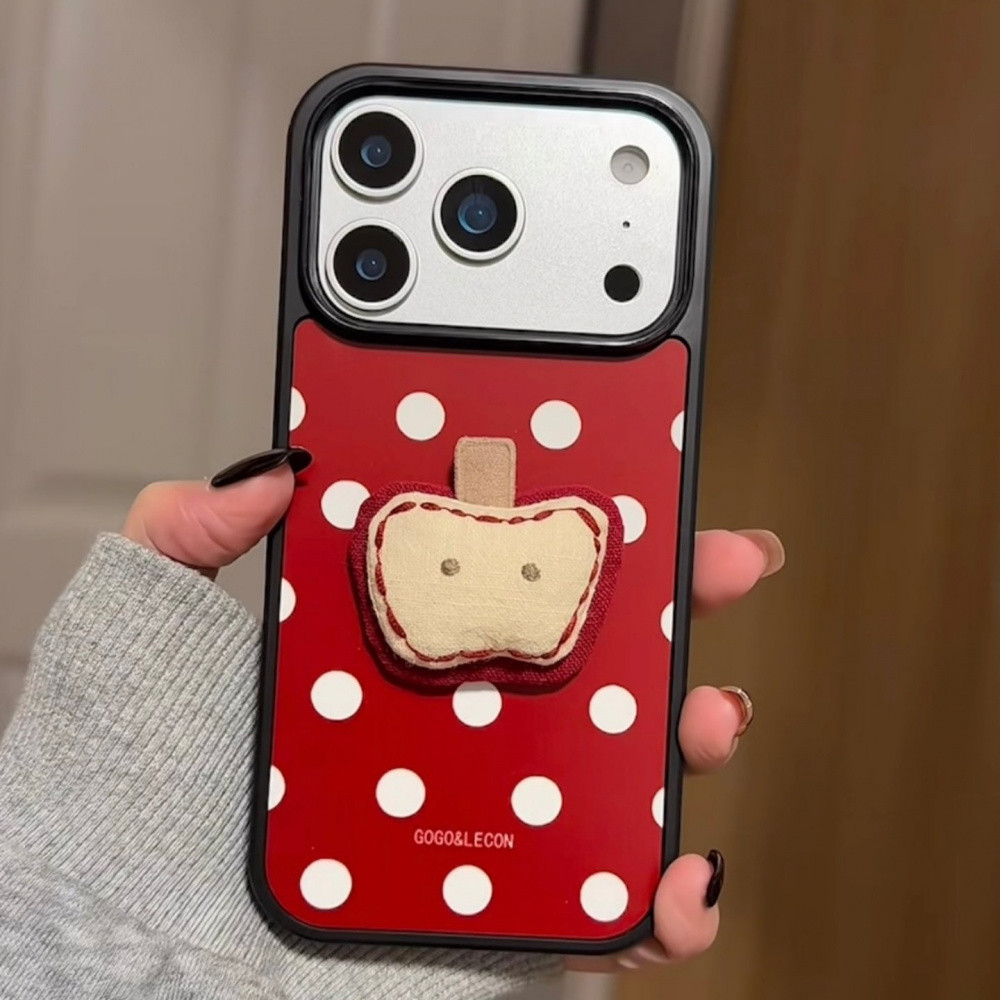 เกาหลี 3D เย็บปักถักร้อยสีแดง Polka Dot Apple iPhone สําหรับ iPhone 17 Pro Max 17 Pro 17 16 Pro Max 16 Pro 16 15 14 13 กันกระแทก Hard PC ฝาหลัง - รูปที่ 3