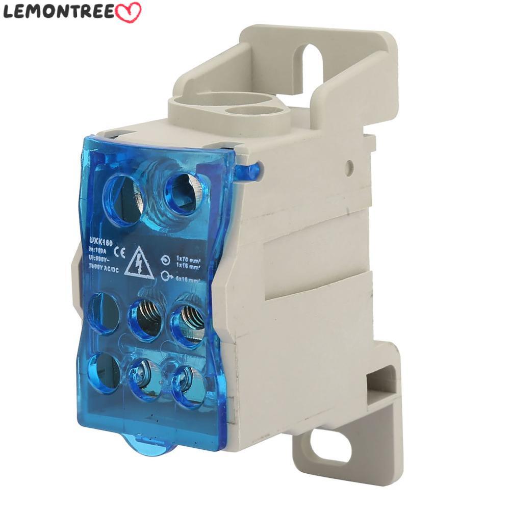 LEMONTREE UKK160 DIN Rail Terminal Block Box, 690V Blue Distribution Box, ทนทาน 160A ติดตั้งง่ายสายไ