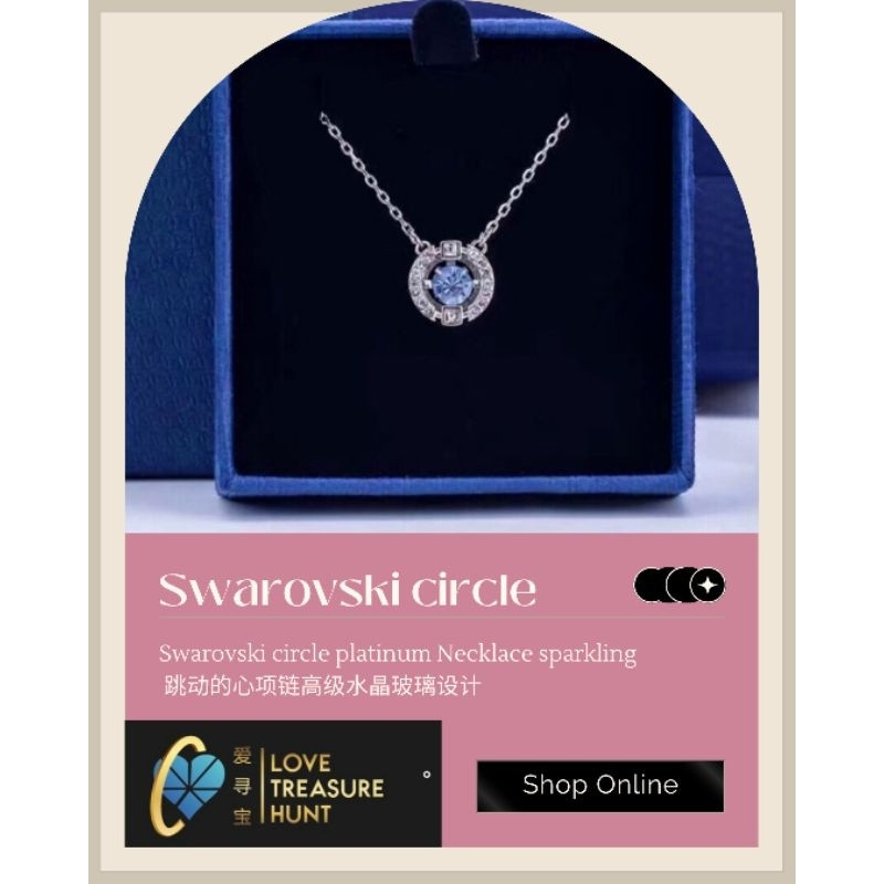 Hot deal สร้อยคอ Swarovski SPARKLING DANCE Beating Heart Blue Crystal  INFINITY Colorfast  O9RB