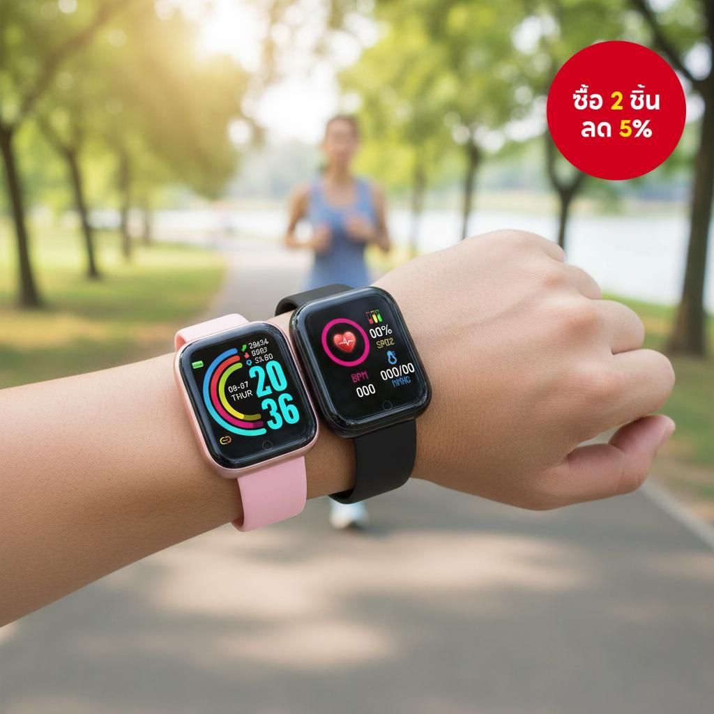 Y68 D20 สมาร์ทวอทช์ดิจิทัลบลูทูธติดตามการออกกําลังกายข้อมือสําหรับผู้ชายผู้หญิงเหมาะสําหรับโทรศัพท์ท