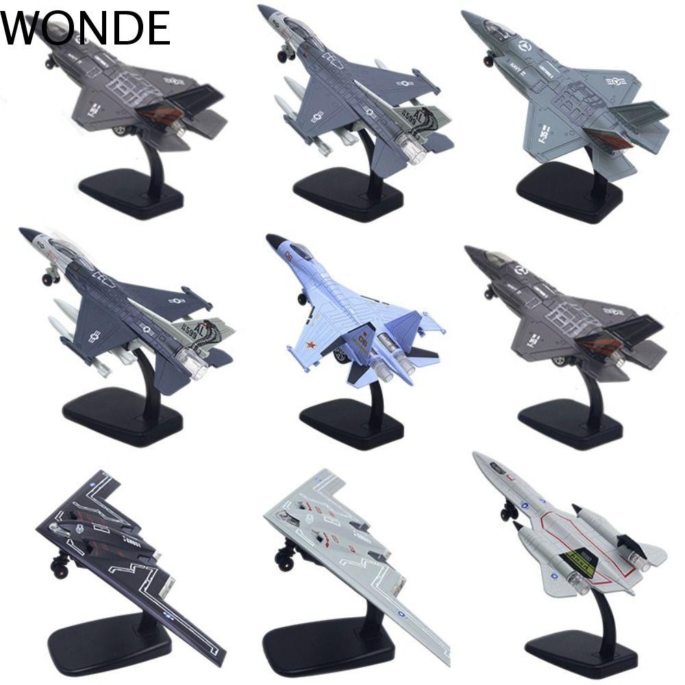 WONDE Fighter เครื่องบินของเล่น, Pullback & Go F16 F22 F35 Aviao เครื่องบินรุ่น,ตกแต่งโต๊ะจําลองแสงเ