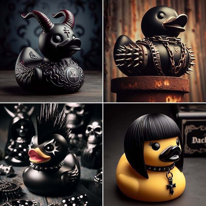 Duckieville Duck Satan Duck Punk Duck Death Rock Duck Valentina Lady Duck Gothic Girl Duckieville Du
