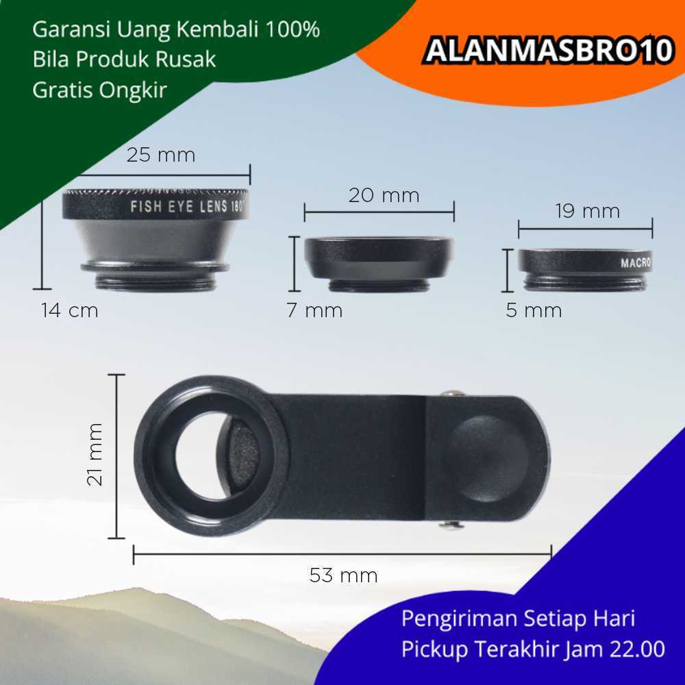 HP Universal 3in1 Fish Eye Macro เลนส์กล้องมุมกว้าง 0.67X พร้อมคลิปอลูมิเนียมทนทานล้างภาพผล Elegant 