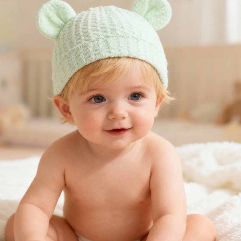Cozy Breathable Baby Cap วาฟเฟิลผ้านุ่มทารกแรกเกิด Headwear หูน่ารักออกแบบ