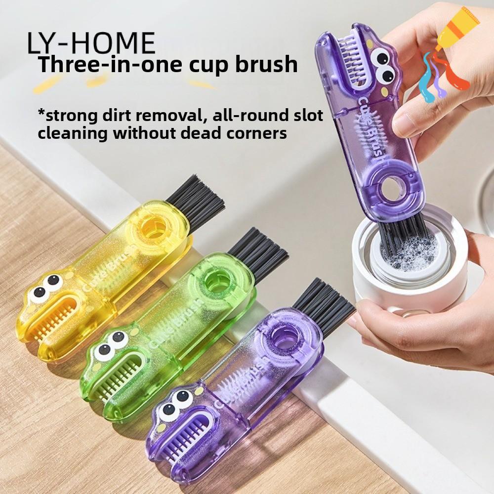 LIAOYING แปรงทําความสะอาดฝาถ้วย 3 In 1, แปรงทําความสะอาดรอยแยกมัลติฟังก์ชั่น 3in1, แปรงฟางขวดทําความ