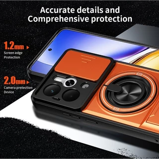 สําหรับRealme 14 14T 15 15T Pro Plus C85 2025 เคสโทรศัพท์กล้องเลนส์เลื่อนผู้ถือหน้าต่างปลอกRealme14 Realme14T Realme15Pro Realme15Tแหวนวงเล็บคู่กันกระแทกปกหลัง