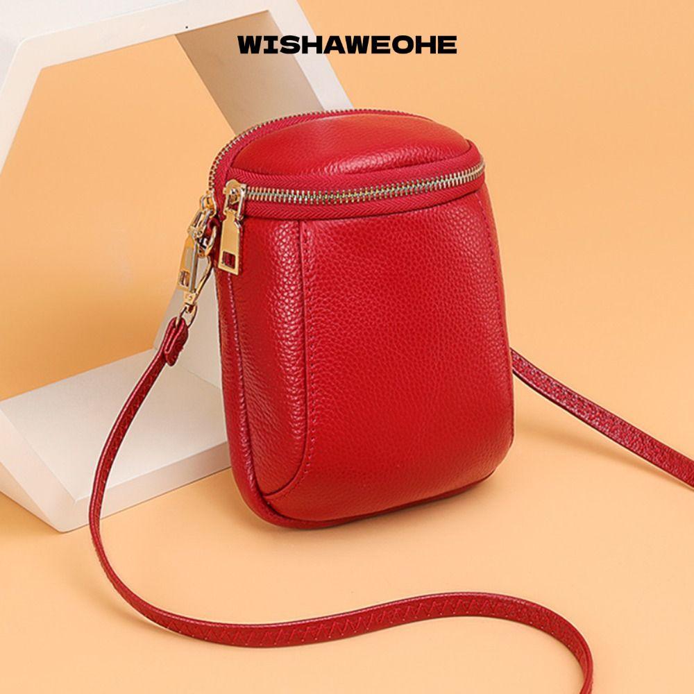 WISHAWEOHE กระเป๋าไหล่ PU น้ำ-resistant ดีไซน์เกาหลี นุ่มนวล และเหมาะสำหรับการใช้งานทั่วไป