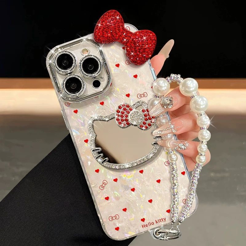 Apple 13promaxiphone 14-Hole Anti-kt Cat Shell Diamond กระพริบ 1615-Hand Mirror Chassis Fine Shockin