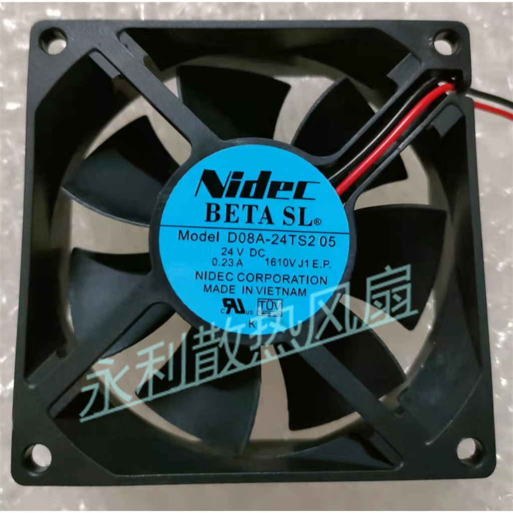 D08A-24TS2 05 24V 0.23A ต้นฉบับญี่ปุ่น NIDEC 80 * 80 * 25 พัดลมอินเวอร์เตอร์