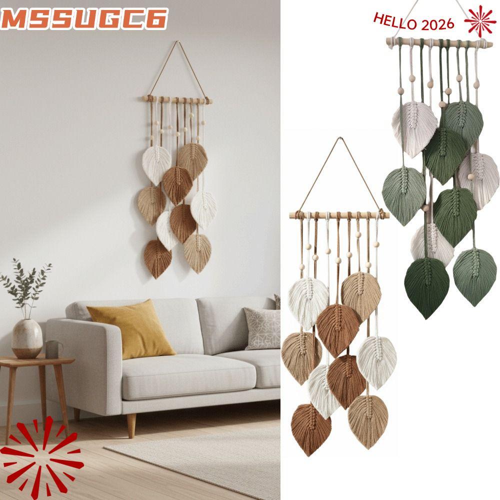 ใบ IMSSUG|แขวนผนัง,เชือกฝ้าย60x25เซนติเมตรทอผนังพรม,ความงามสีเขียวสี โบโฮ สไตล์โบฮีเมียนตกแต่งผนังตกแต่งบ้านงานแต่งงาน