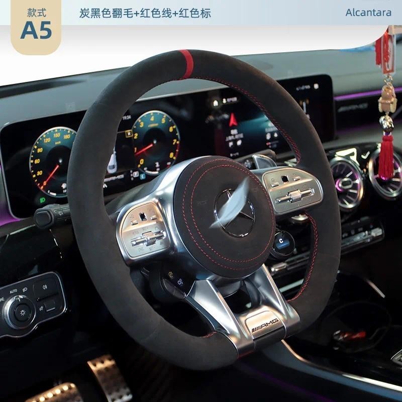 Hand Stitch Red Mark พวงมาลัยรถสําหรับ Mercedes Benz AMG CLA CLS GLB GLE W177 W167 R190 W205 W222 หน