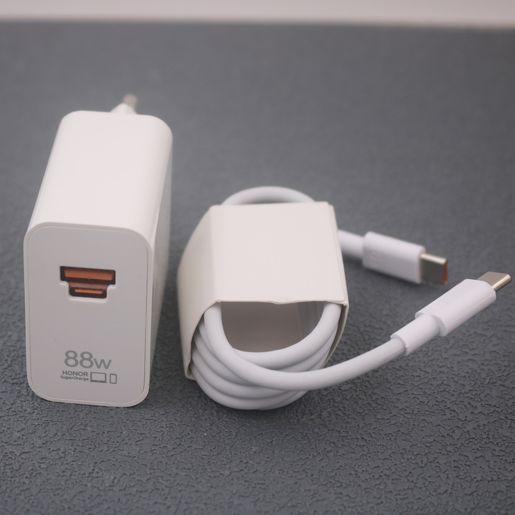 Original Honor 88W Super Charger EU Fast Charging USB A/USB C Dual Port Power Adapter ประเภท C สําหร