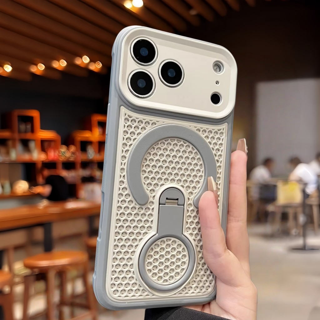 Casing เคสโทรศัพท์แบบยึดกระจายความร้อนพร้อม 360° เคสเคสแข็งกันกระแทกสําหรับ iPhone 17 16 15 14 13 12 11 Pro max case