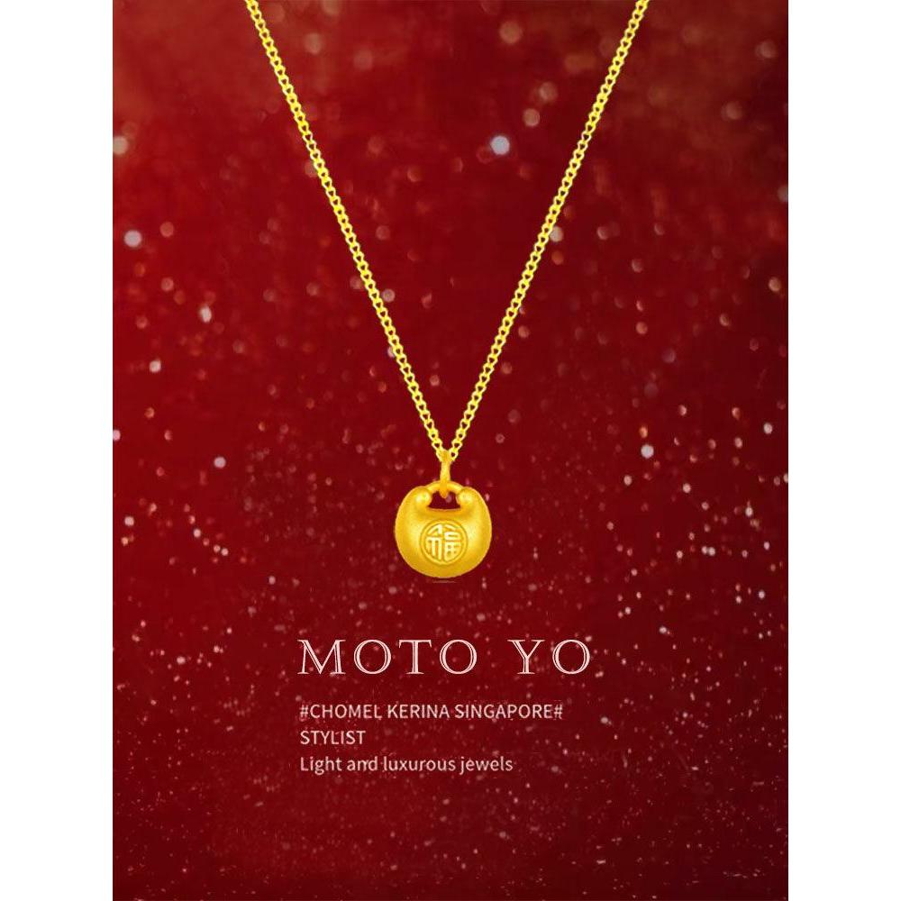999 เงินสเตอร์ลิงอวบ Lucky สร้อยคอผู้หญิงหรูหรา Niche High-End Lucky กระเป๋า Clavicle Chain จี้ของขว