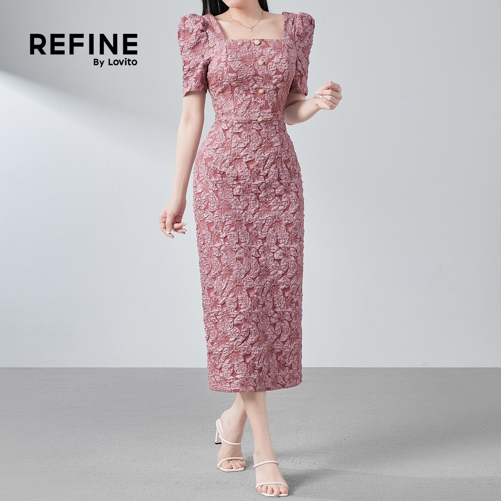 (Refine by Lovito) เดรสสีชมพูสําหรับฤดูร้อนฤดูใบไม้ผลิที่มีโครงสร้างไข่มุกสง่างาม LR26E006 ราคา ถูกที่สุด ดีลบีเคเค แกลเลอรีภาพที่ 6