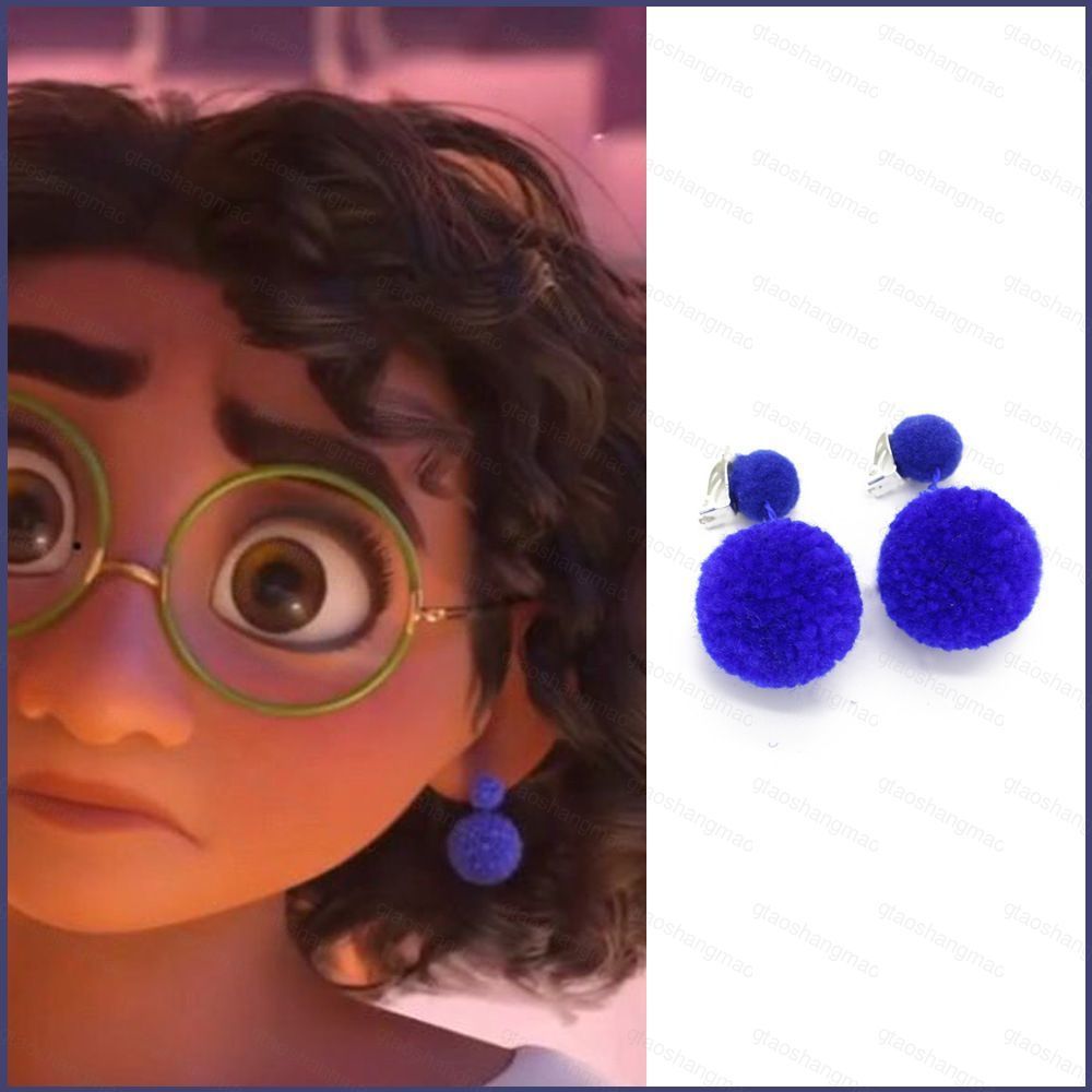 YT2 Disney Encanto ไม่มีหูรู MIRABEL สีม่วง Ball คลิปหูสําหรับเด็กต่างหูหู Studs หู Pins หูตะขอ YT2