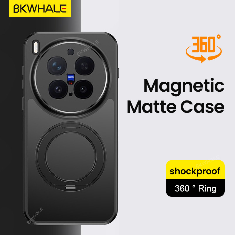 BKWHALE 360 แหวนแม่เหล็ก Matte สําหรับ Vivo X300 X200 Pro Ultra FE X300S X200S V70 FE V60 V50 Lite 5G 4G IQOO 15 Ultra 13 Z11 Z10 Turbo Soft เคสโทรศัพท์