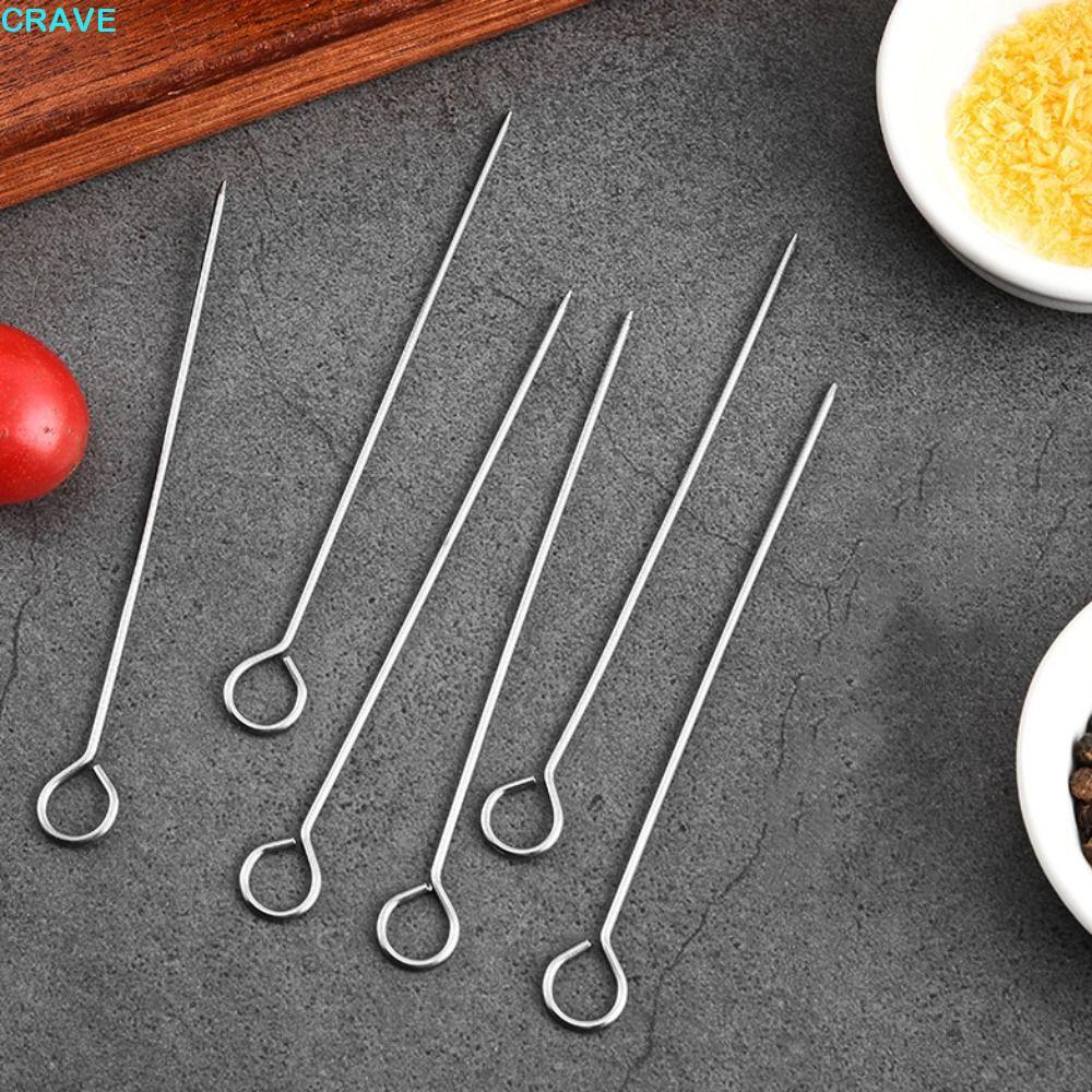 CRAVE 20 ชิ้นสแตนเลสบาร์บีคิว Skewer, 20/25/30 ซม.Kabob Skewers Roast Goose เข็ม, ครัวเรือน Ringed Reusable BBQ Skewers Picnic