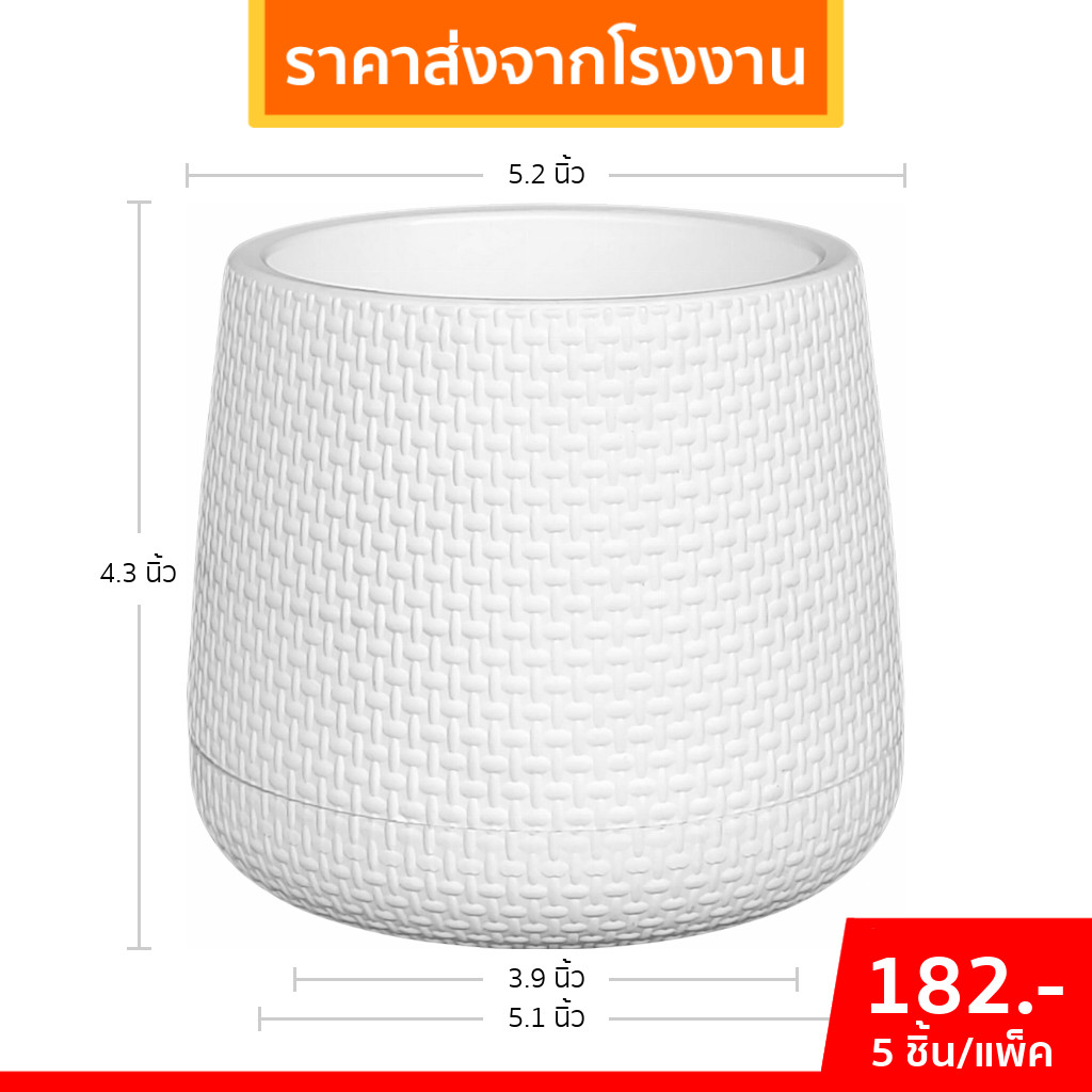กระถาง กระถางต้นไม้ มินิมอล เบลล่า เบอร์ 5 นิ้ว สีดำ สีขาว เทา เขียว