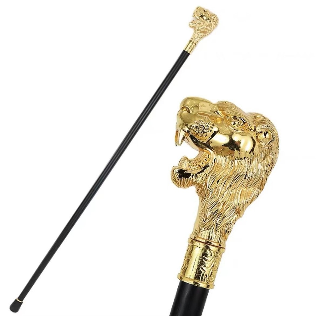 Lion Creative Halloween Performance Scepter แบบโลหะ ไม้เท้าสำหรับสุภาพบุรุษสไตล์อังกฤษ