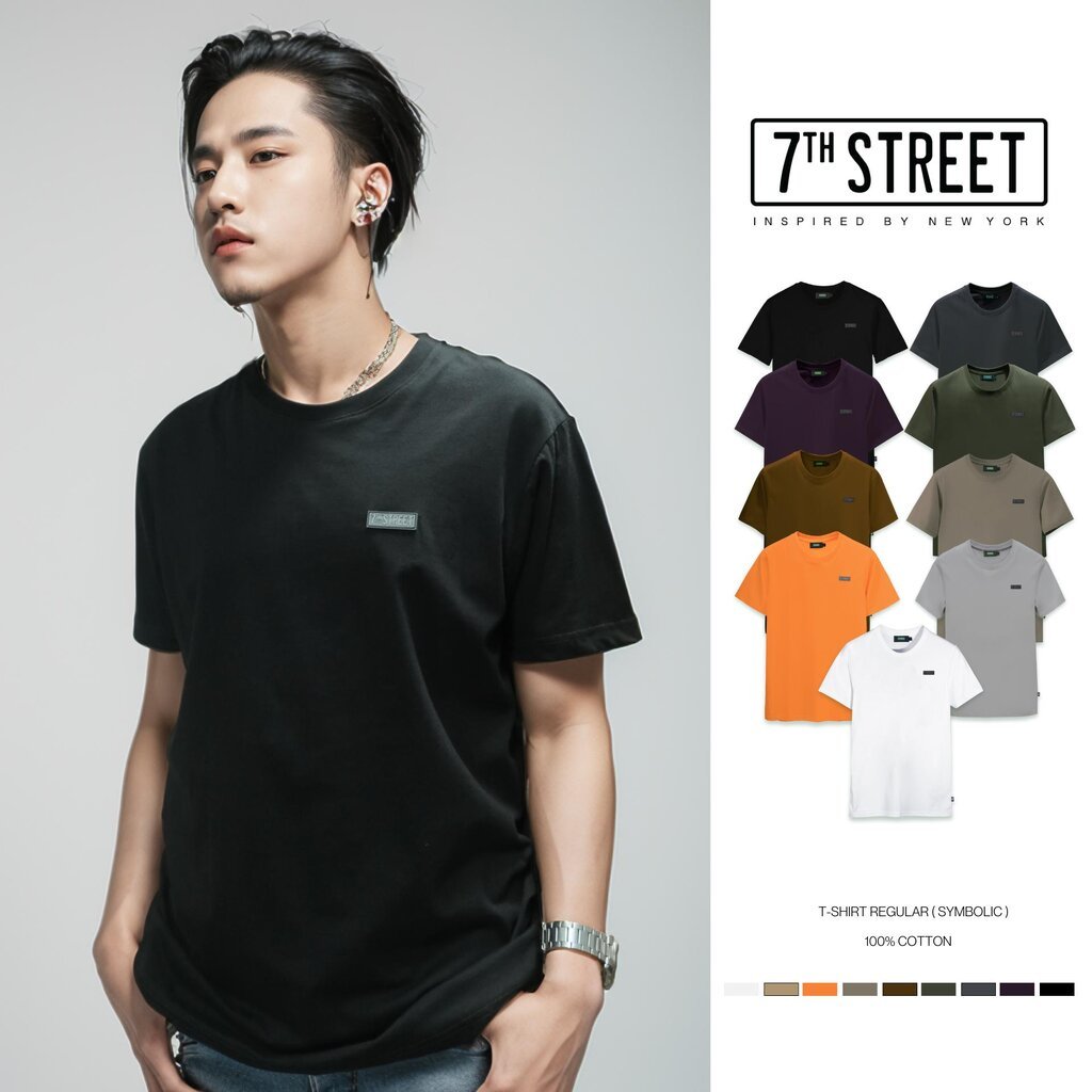 เสื้อยืด 7ᵗʰ Street รุ่น RLG โลโก้ป้ายยาง ผ้า Cotton100% นุ่มสบาย ระบายอากาศได้ดี ไซส์ M-2XL Clothing Man ผู้ชาย Tshirt