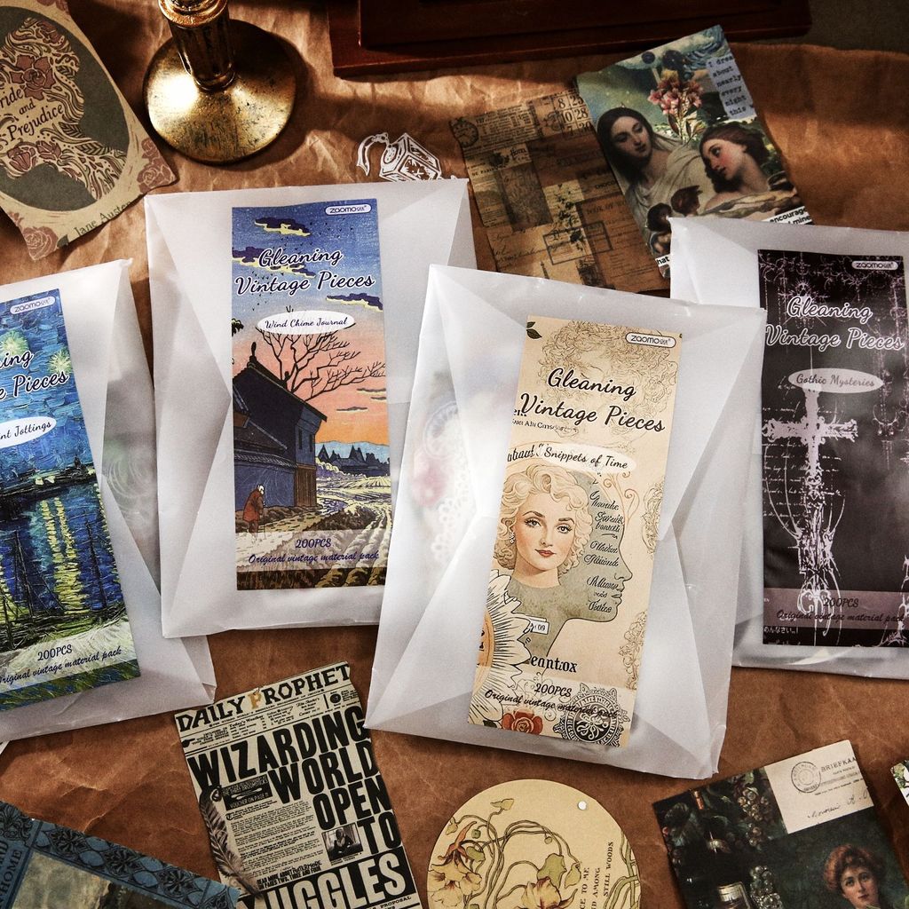 Journamm 200 ชิ้น Vintage ความงามสมุดภาพชุดสมุดภาพสติกเกอร์กระดาษบุ๊คมาร์คสําหรับ Scrapbooking DIY อัลบั้ม Junk Journs