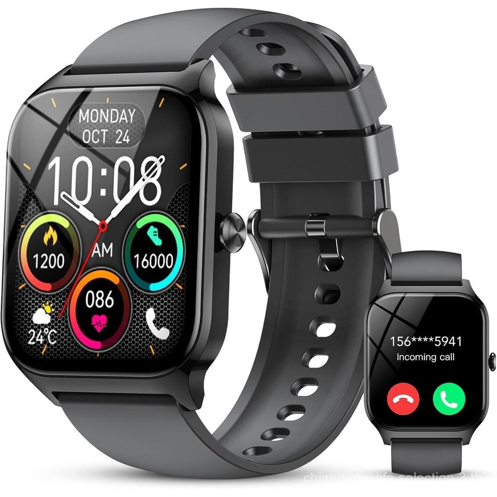 สมาร์ทวอท์ชสําหรับผู้ชายผู้หญิง,1.85 "HD Fitness Tracker พร้อมการโทร/AI Voice Control, IP68 กันน้ํา,