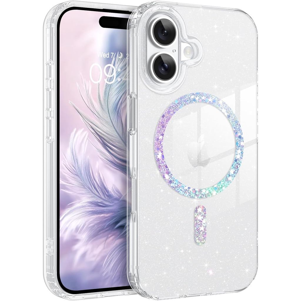 BENTOBEN Magnetic for iPhone 17 Case, Clear Glitter Sparkling Bling iPhone17 Phone Case [เข้ากันได้ก