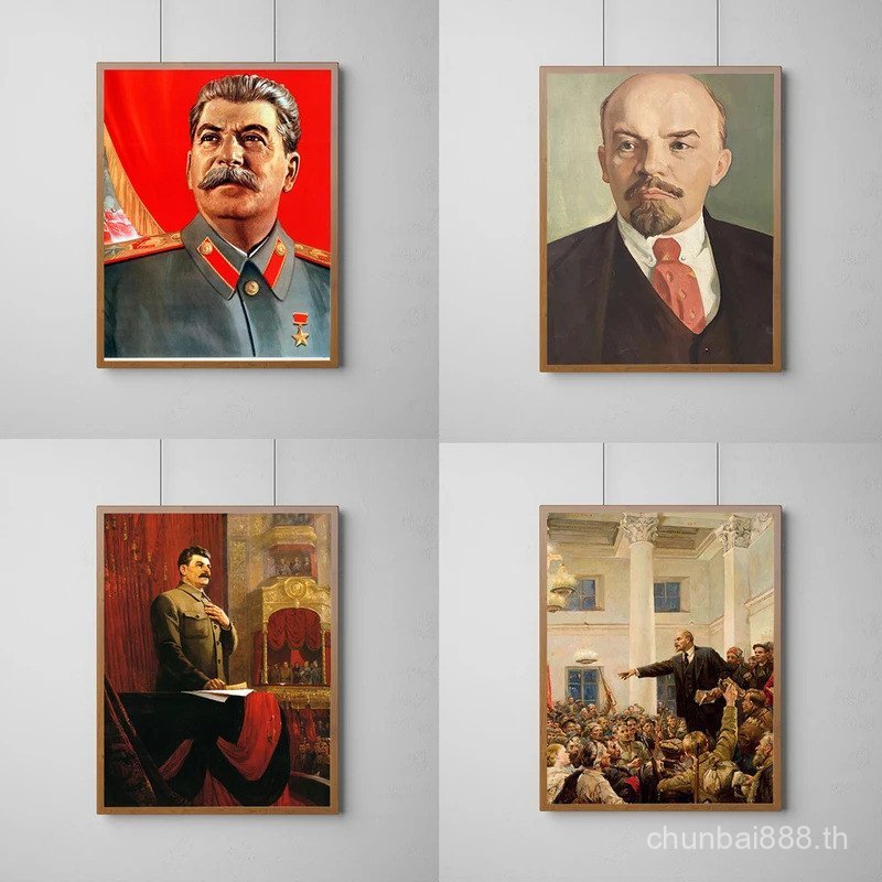 รัสเซีย Lenin Joseph Stalin ภาพโปสเตอร์ภาพวาดผ้าใบของขวัญสําหรับห้องนอน Canv Wall Art ตกแต่งบ้านตกแต