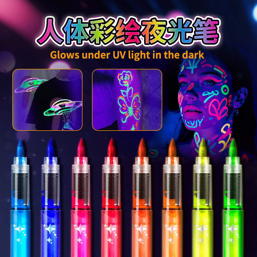 ปากกามาร์กเกอร์อะคริลิคเรืองแสงเด็กนักเรียนภาพวาดเม็ดสีเรืองแสงปากกากราฟฟิตีที่ทําด้วยมือสร้างสรรค์ ทําเอง เครื่องหมายไฮไลท์