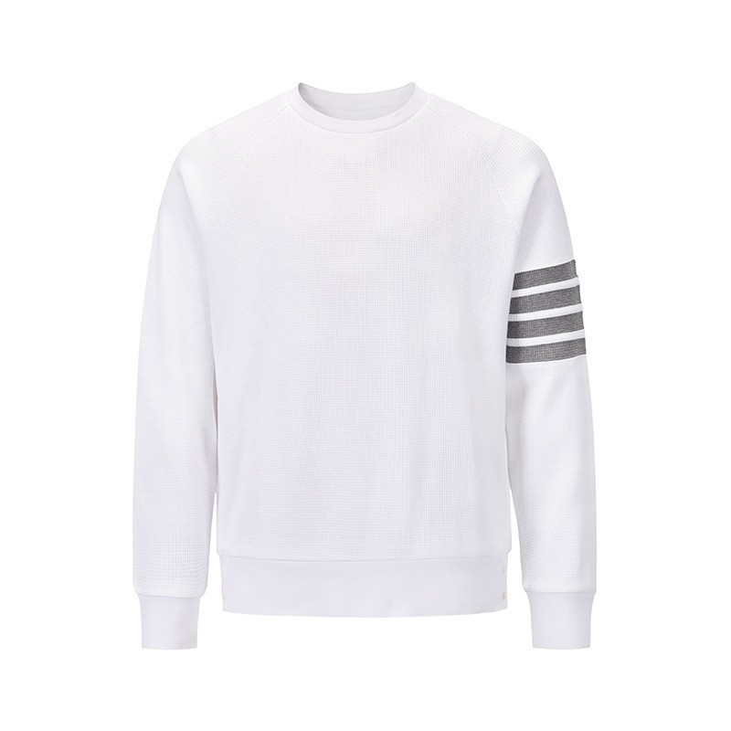 S9B6 thombrowne Men's trendy waffle knit hoodie420g Spring and Autumn Couple's Classic Four-Bar Long